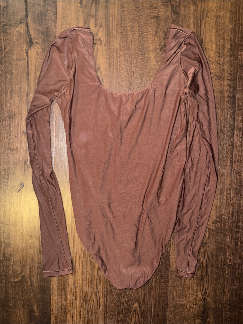 Women's Long Sleeve Scoop Neck Bodysuit - Brown